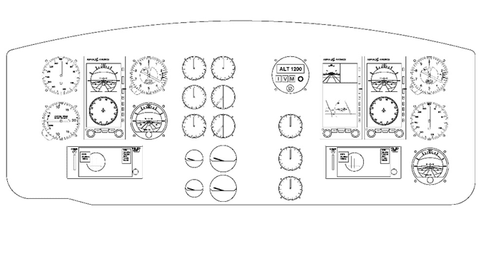 A black and white image of an airplane cockpit.