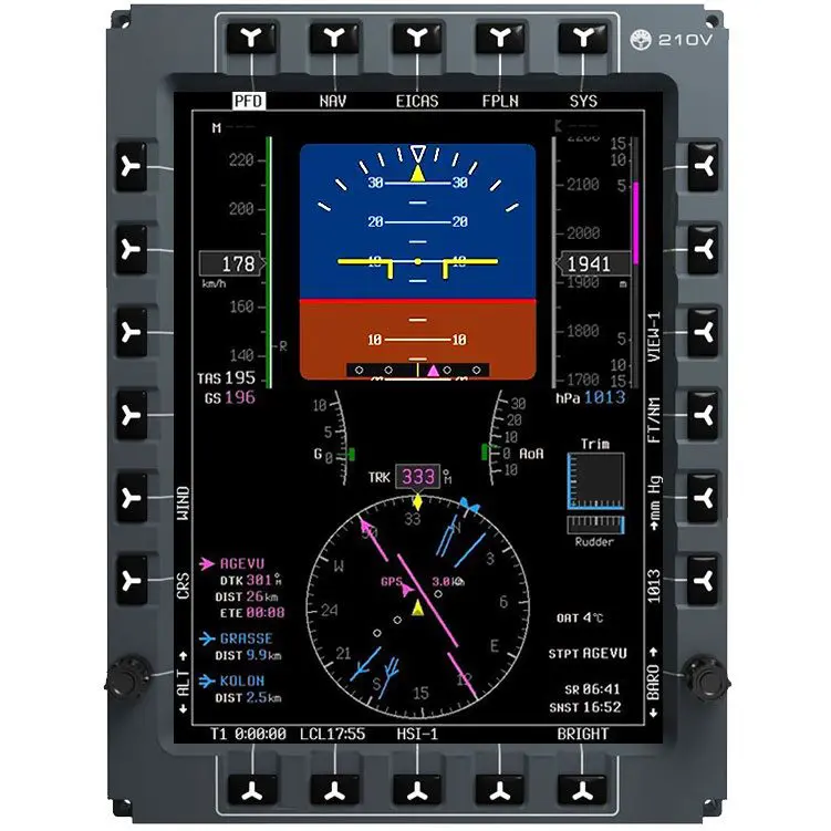 A picture of an electronic device with the display showing different types of flight.