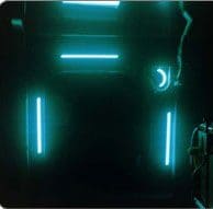 A door with neon lights on it